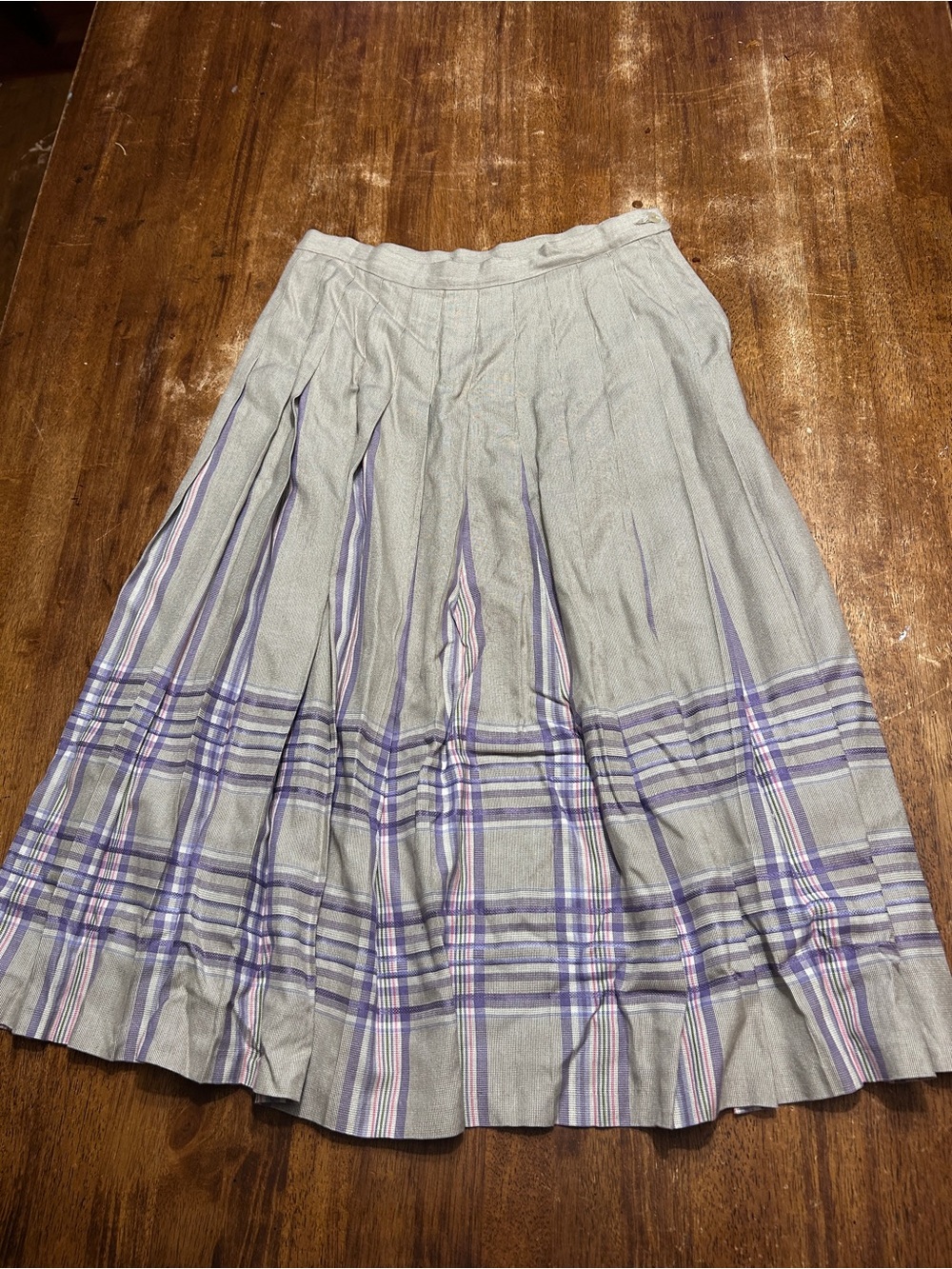 1980s/90s vintage Pendleton pleated purple plaid midi skirt
